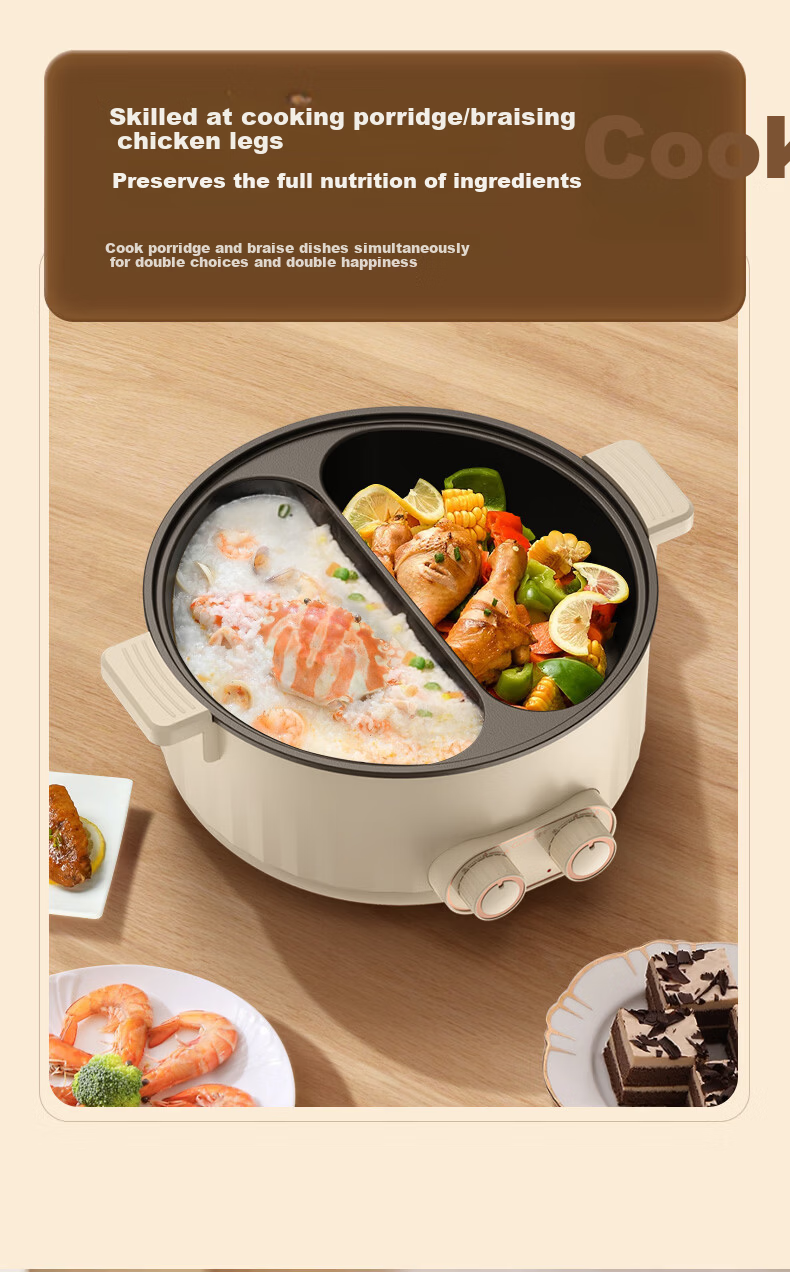 Canbo Electric Cooking Pot Low-Sugar Rice Cooker Dormitory Small Electric Pot Electric Heating Pot Student Dormitory All-in-One Instant Noodle Mini Hot Pot Multifunctional Electric Cooker Electric Ste 3