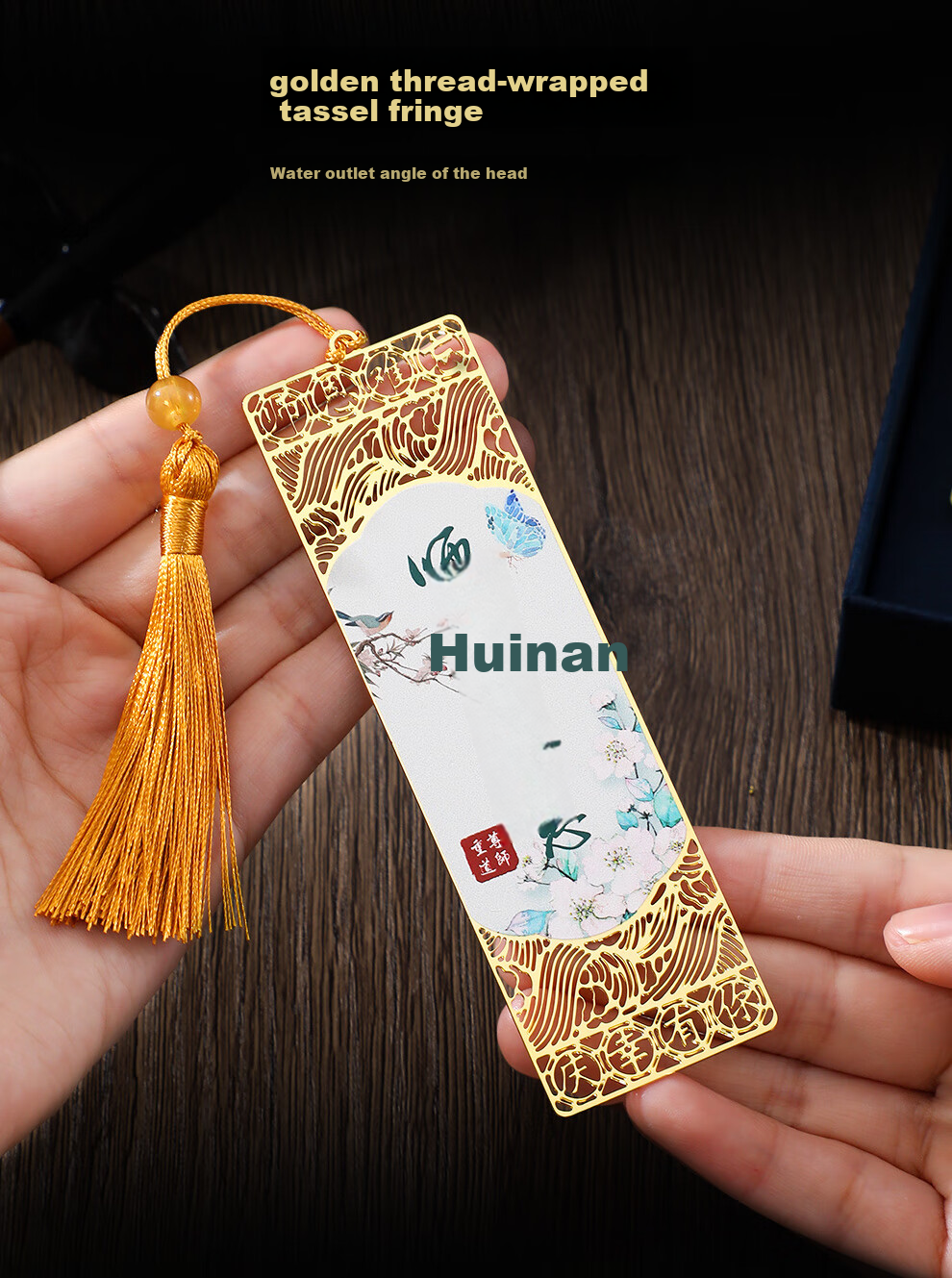 Jiaran Heng Plum Orchid Bamboo Chrysanthemum Wooden Bookmark Gift Box High-Value Chinese Style Birthday Graduation Gift for Men Women Teachers Friends Souvenir Corporate Gift Set of 4 4