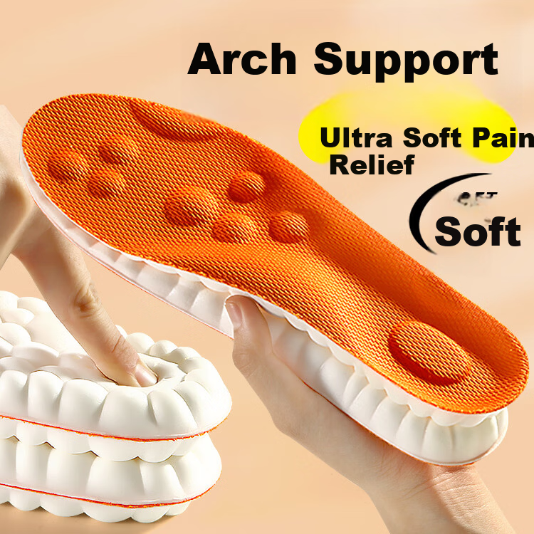 JVBV Arch Support Sports Insoles for Men, Ultra-Soft Thickened High-Elastic Shock Absorption, Comfortable for Long Standing, Size 39-40
