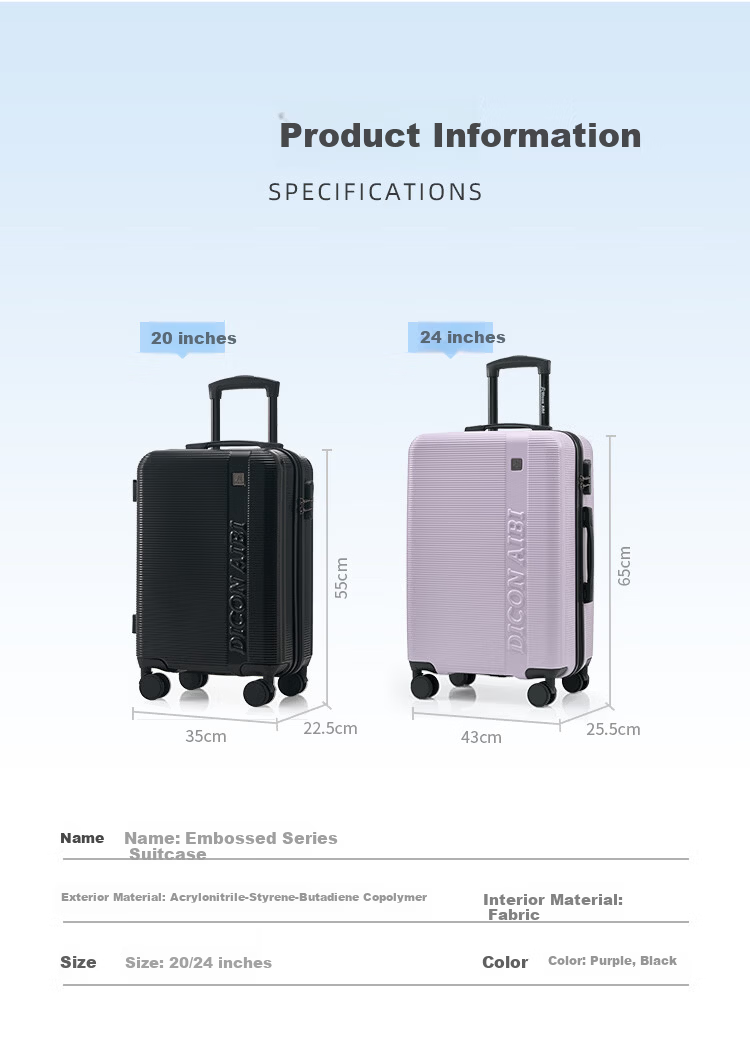 DICON AIBI 20-inch Carry-on Luggage High-Quality Durable Large Capacity Lightweight Travel Suitcase with Trolley and Password Lock 7