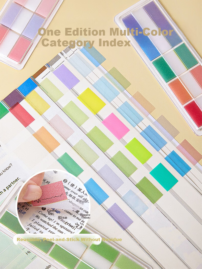 Kaba Bear Pearl Extractable Plain Sticky Notes High-Value Student Memo Paper 5 Colors Strong Adhesive Convenient Label Stickers Rainbow Colors 3
