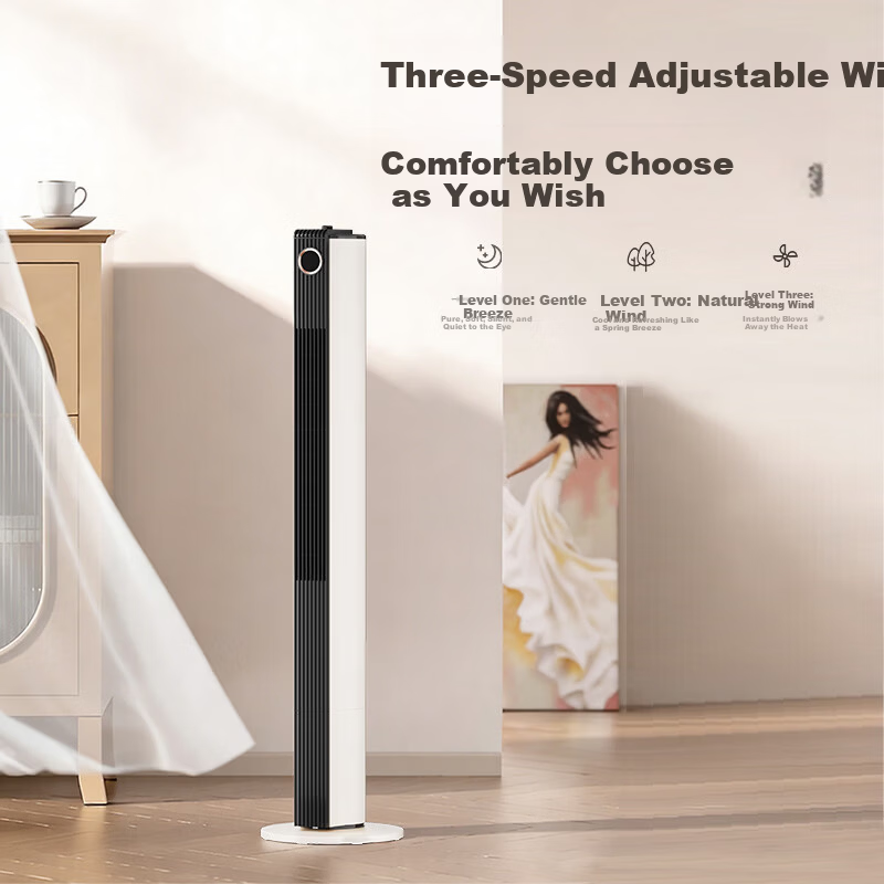 DIAMOND Household Pedestal Fan Tower Fan Bladeless Fan Baby Fan Bedroom Living Room Study Quiet High Wind Mechanical Knob Oscillating Tower Fan KFT2207J