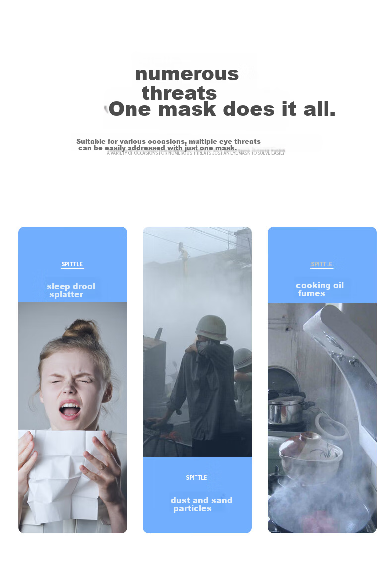 ZhongAn High Transparency Protective Industrial Face Shield Impact Resistant Oil Smoke Dust Resistant Pesticide Isolation Mask HF416 Blue 3