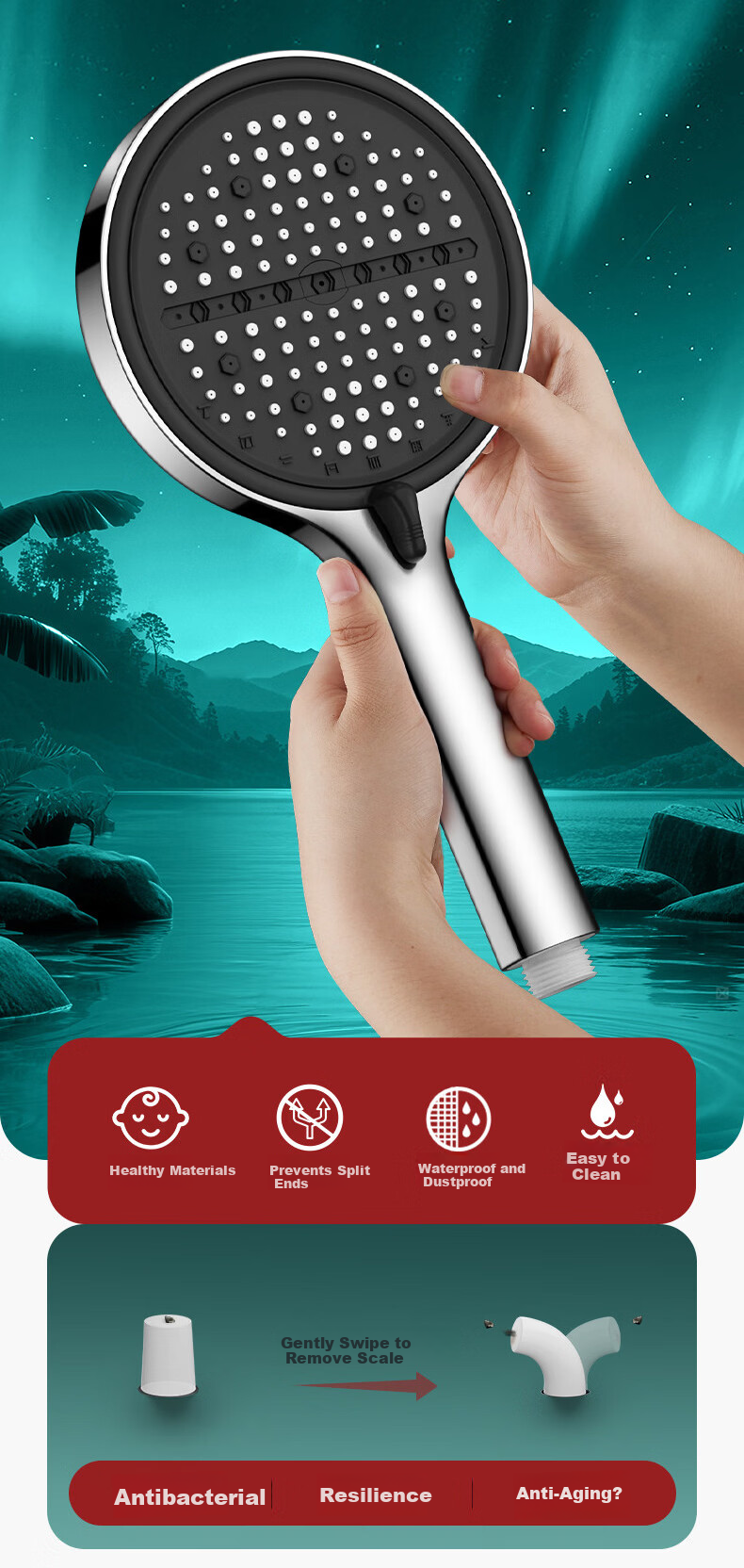 HOMK German Shower Head Bathroom Air-Boosting Shower Sprayer Bath Spray Nozzle 5