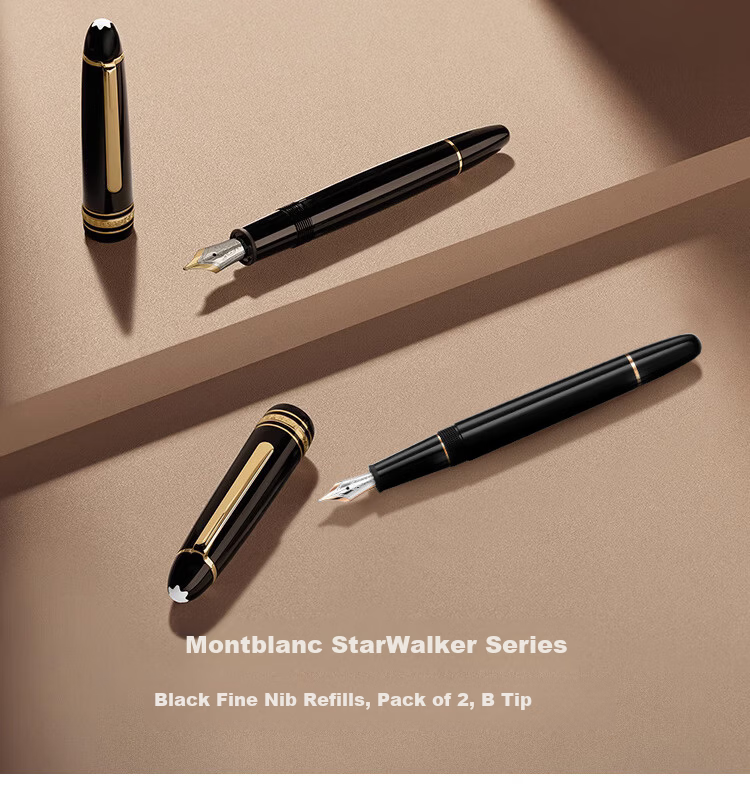 MONTBLANC StarWalker Series Black Fine Line Pen Refills 2-Pack B Tip 128247 Gift 2