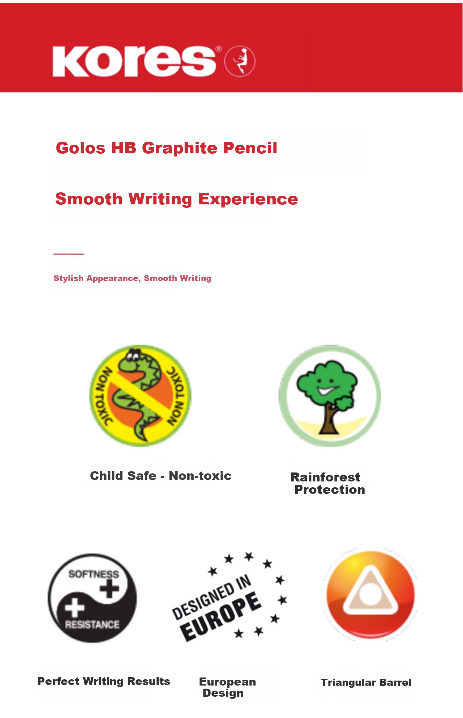 KORES Europe Kores HB Non-Toxic Pencil for Primary School First Grade Fashion Cartoon Writing Sketching Graphite Pencil Dream Series 12-Pack 92802 4