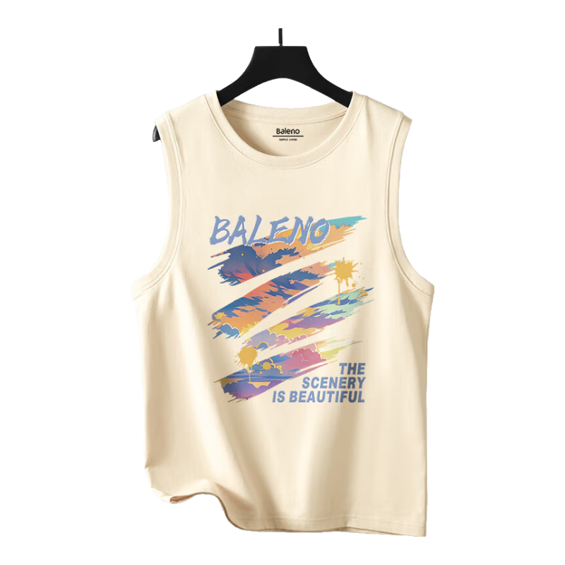 Baleno Men's Tank Top, Summer American Trendy Brand, Loose-Fitting Breathable Versatile Sleeveless Shirt, Youth Basketball Pure Cotton Vest