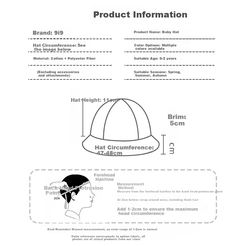9i9 Baby Hat Summer Thin Breathable Sunshade Baby Bucket Hat Children's Fisherman Hat Sun Hat F31 Pink 0-2 Years