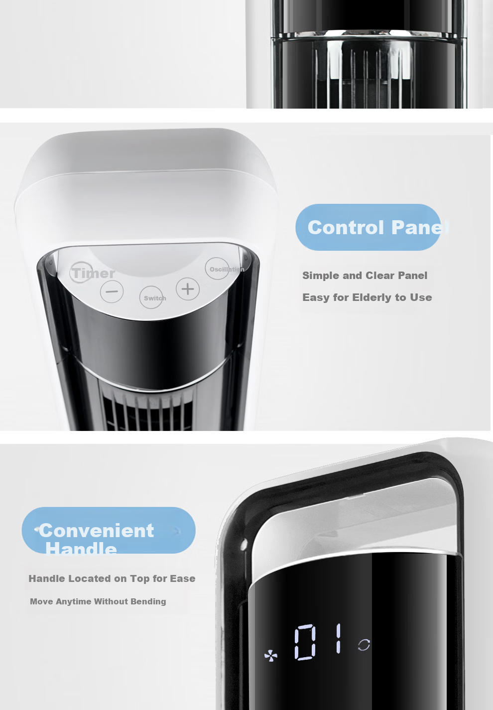 GREE Tower Fan Home Floor Fan Bladeless Quiet Low Noise Baby Smart Remote Control Timer DC Inverter FLZ-09X63Bg 15