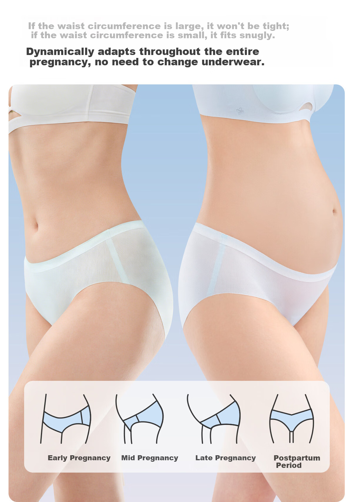 JOYNCLEON Maternity Underwear Summer Ice Silk Thin Seamless Breathable Ultra-Thin 3-Pack XXL jnk195955 8