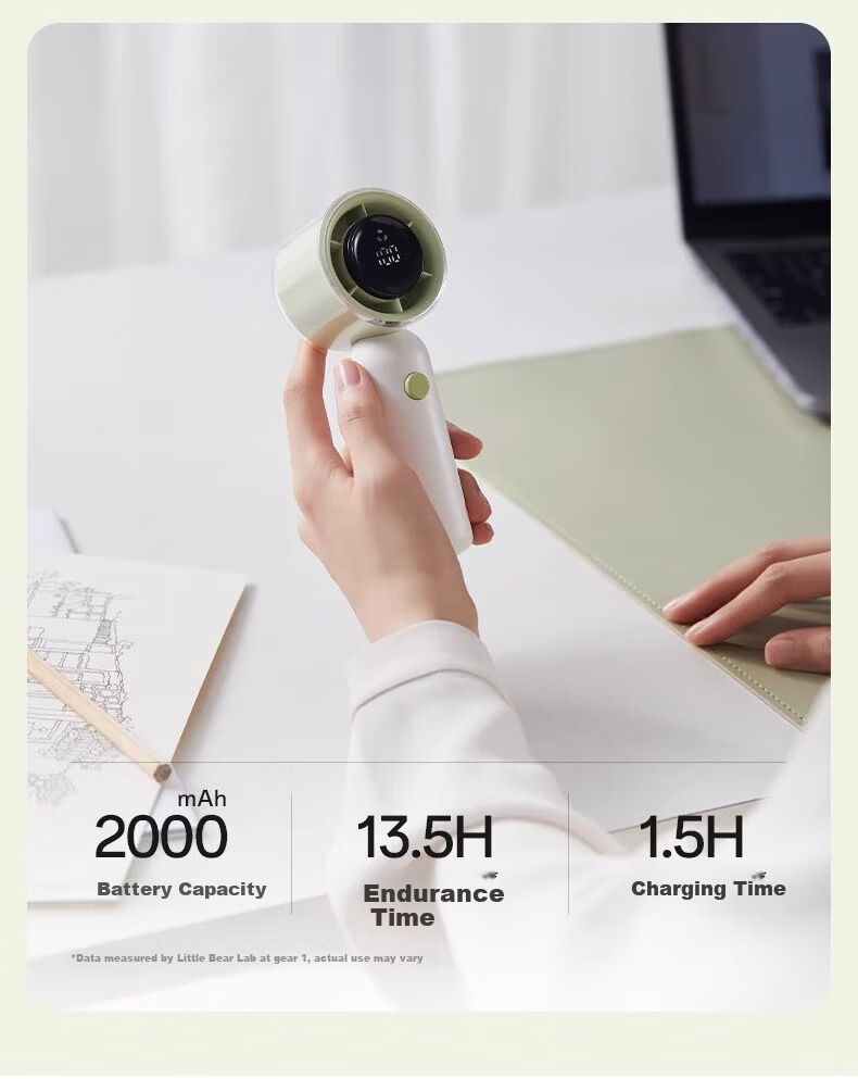 Bear Handheld Mini Portable Fan High-Speed Travel Outdoor Small Cooling Fan DFS-L05C1 Lightweight Portable 13.5H Long Battery Life 8