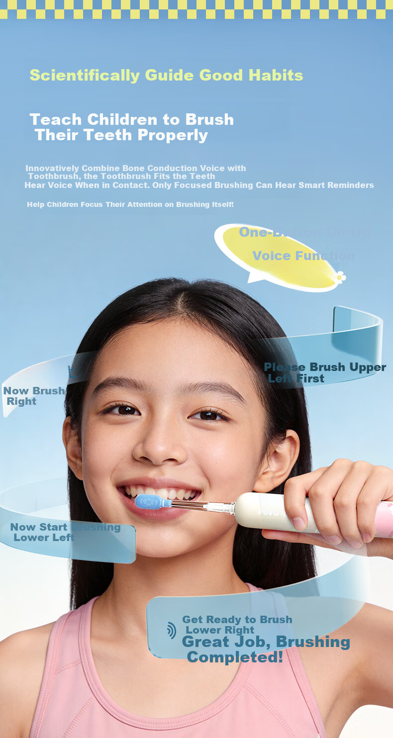 ApiYoo AiYou P9-F Kids Electric Toothbrush for Children and Teens Ages 9-18, Voice Leak-Proof Reminder, Sonic Vibration, Birthday and Children's Day Gift 5