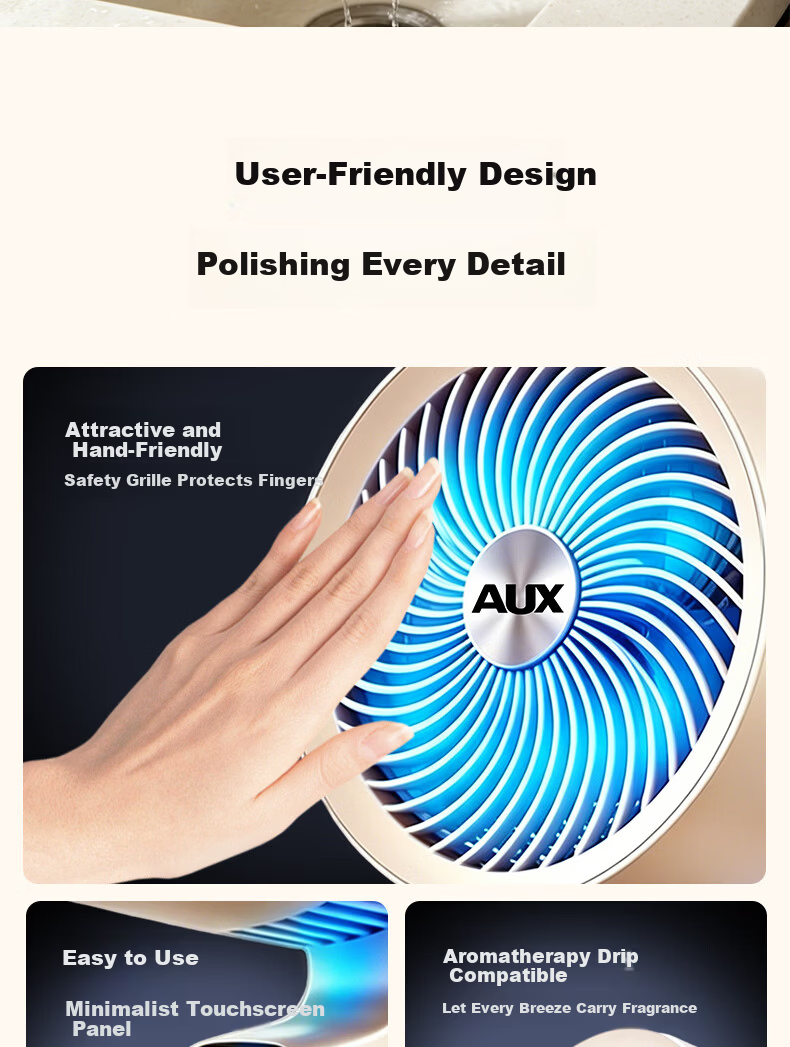 AUX [DC Inverter Pure Copper Motor] Air Circulation Fan High Wind Power Floor Fan Table Fan Three-in-One First-Level Energy Efficiency Silent Model FX-L72DR-DC Apricot Color 21