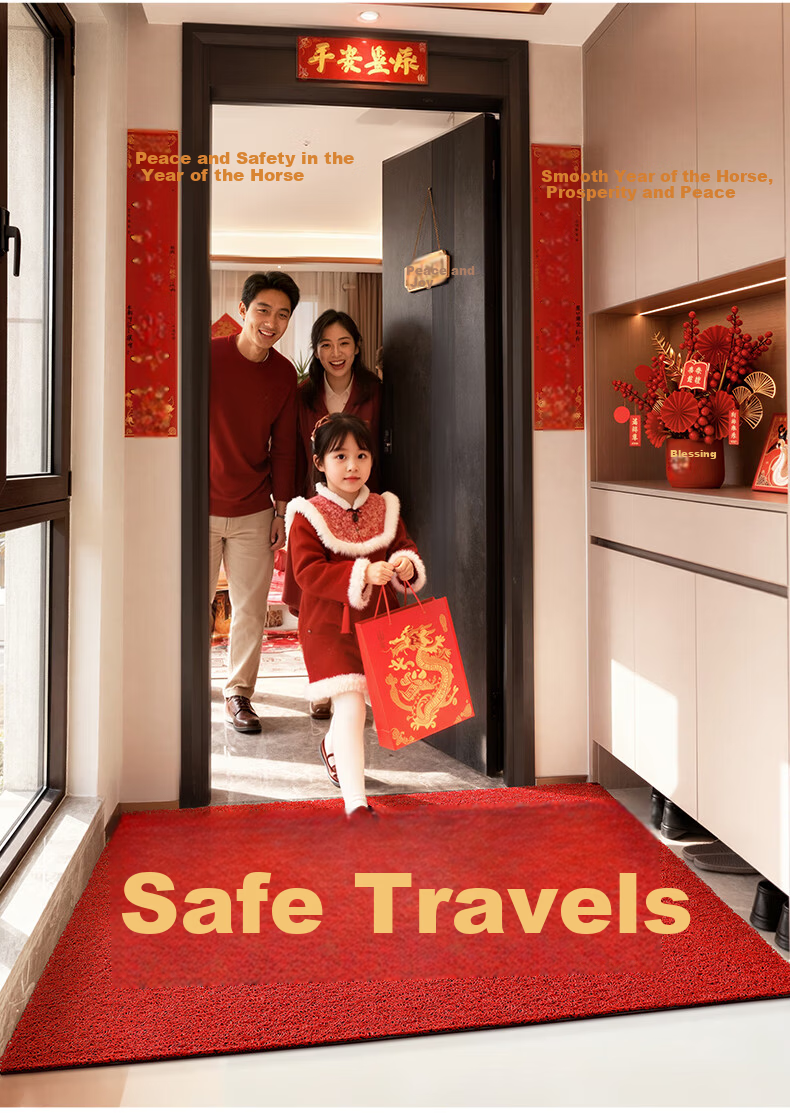 DeXi Safety Entrance Door Mat Non-Slip Floor Mat Red 45x75cm 3