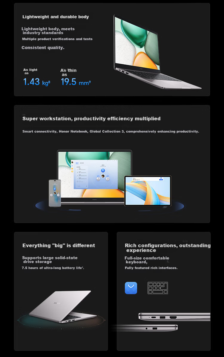 Honor Notebook X14 2025 Battle Edition 13th Gen Core i5 16GB 512GB 14-inch Eye-care Screen Lightweight Laptop Gray 3