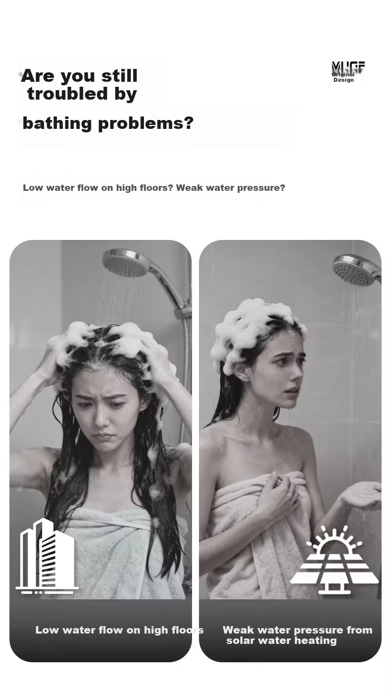 MUGE High Pressure Shower Head Powerful Water Flow Universal Single Head Handheld Bathroom Shower Sprayer 1