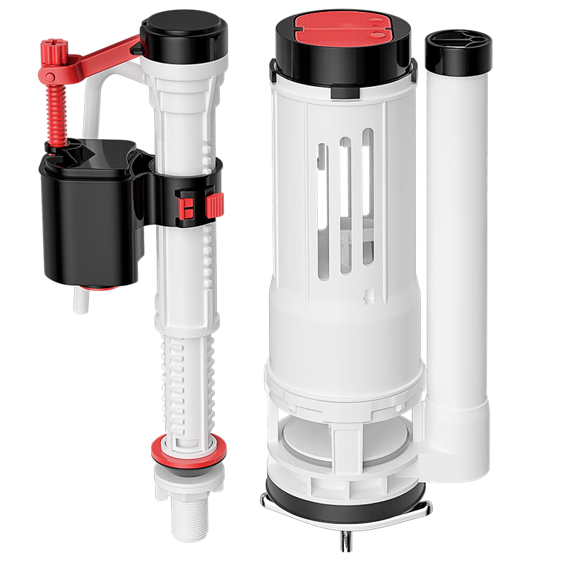 Muvi Toilet Accessories, Universal Complete Set, Flush Toilet Tank Drain Valve, Old-Style Toilet, Top Inlet Valve, Bottom Flusher