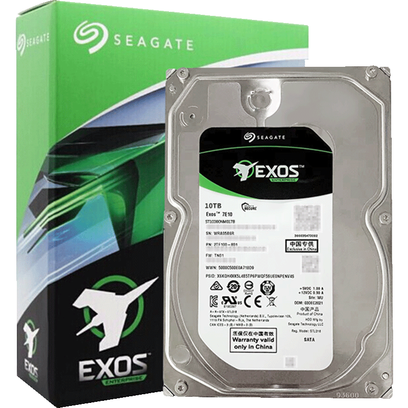 SEAGATE Enterprise-Grade Hard Drive, 10TB Capacity, 256MB Cache, 7200RPM, CMR Vertical Recording, SATA Interface, Seagate Exos 7E10 Series Server Hard Drive ST10000NM017B