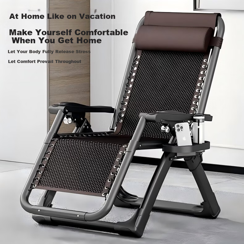 Qiyinge Lazy Recliner Folding Rattan Chair Nap Balcony Home Leisure Elderly Dual-Use Seat and Backrest Chair 4