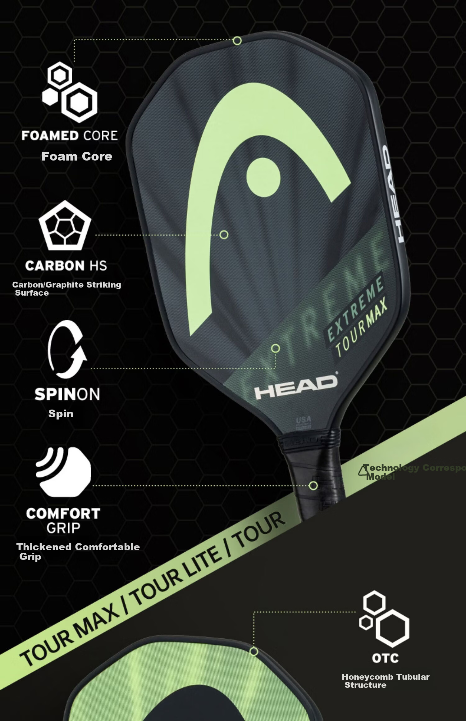 HEAD PICKLEBALL EXTREME Series Carbon Fiber Paddle 4