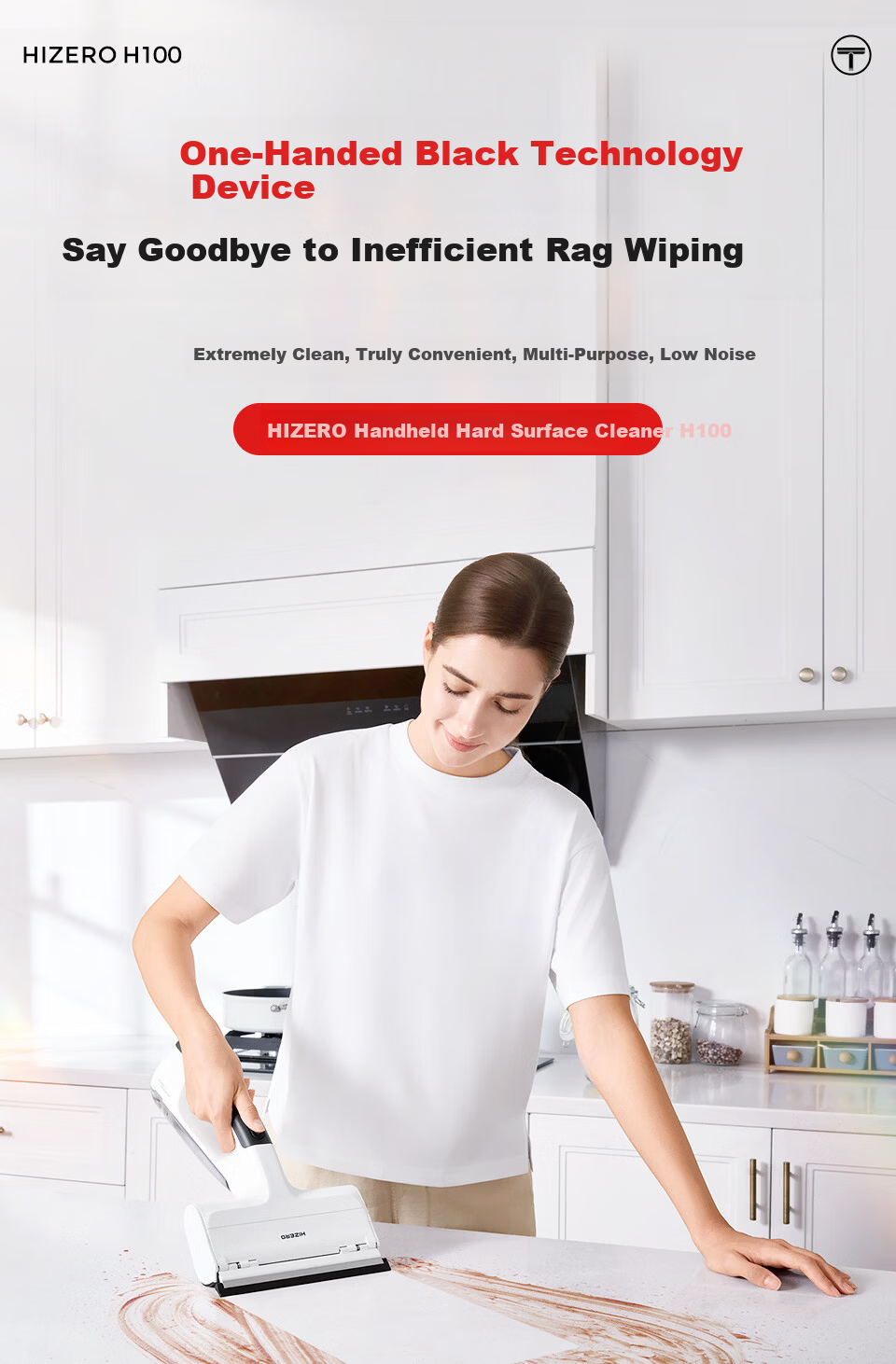 HIZERO H100 Handheld Electronic Cleaning Cloth Machine Multi-Functional Cleaner Automatic Washing Zero Suction Dust-Free Silent Home Window Cleaning Machine 1