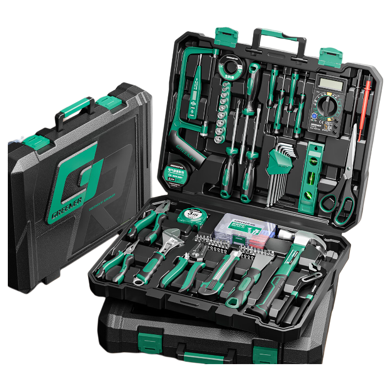 GREENER Household Toolbox Set 147-Piece Electrical, Carpentry, Telecom, and Maintenance Hardware Hand Tool Kit