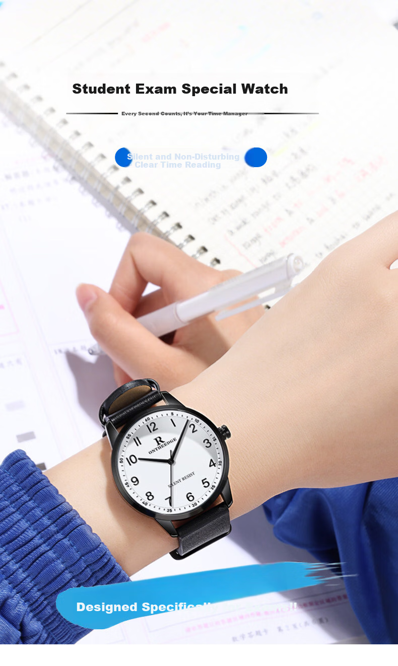 ONTHEEDGE Exam Watch for College Entrance Exams, High School Students, Civil Service Exams, Postgraduate Entrance Exams, Silent, Waterproof, Time-Telling Only 1