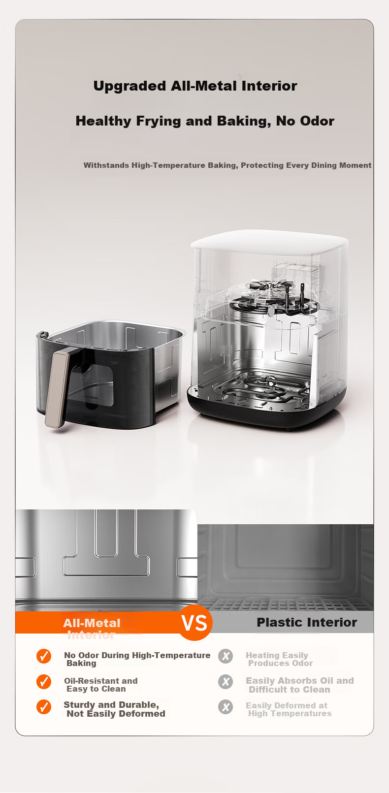 Midea Air Fryer Stainless Steel 0-Coating 2026 New Model【Price Guarantee 618】6.5L Large Capacity Home Air Fryer Steam Oven Combo Metal Interior KZE6559PRO 10