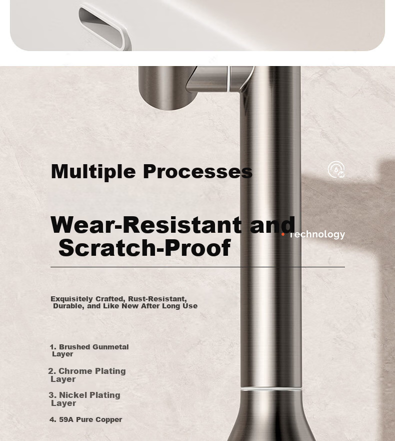Baihan All-Copper Thickened Washbasin Faucet Bathroom Mechanical Arm Basin Universal Rotatable Hot and Cold Dual-Control Faucet 18