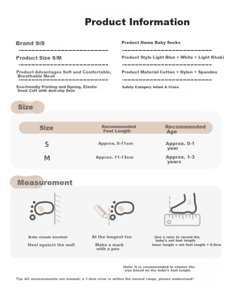 9i9 Baby Socks Summer Thin Seamless Mesh Mid-Calf Anti-Mosquito Socks Combed Cotton Non-Slip Grip 3 Pairs for 1-3 Years Old 1