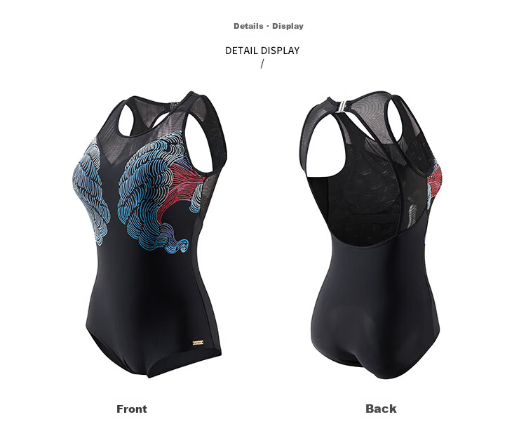 LI-NING Women's One-Piece Triangle Swimsuit Professional Racing Slim Fit Quick-Dry Spa Beach Swimwear LSCP128 Black M 10