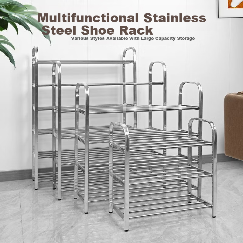 Jiajieshi Stainless Steel Shoe Rack Simple Home Entrance Dormitory Indoor Multi-Layer Storage Shoe Rack Four Layers 60cm