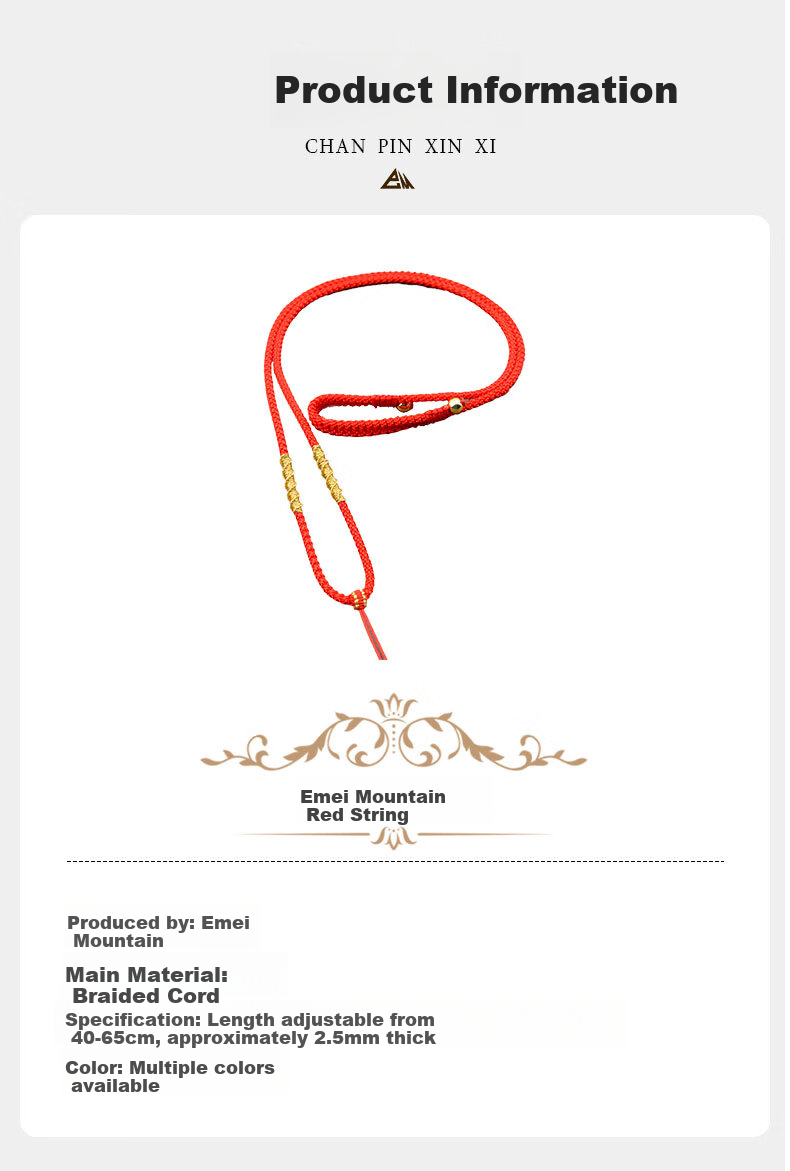 Emei Mountain Crystal Agate Pendant Handwoven Red and Gold Cord Personalized Minimalist Braided Accessories 10