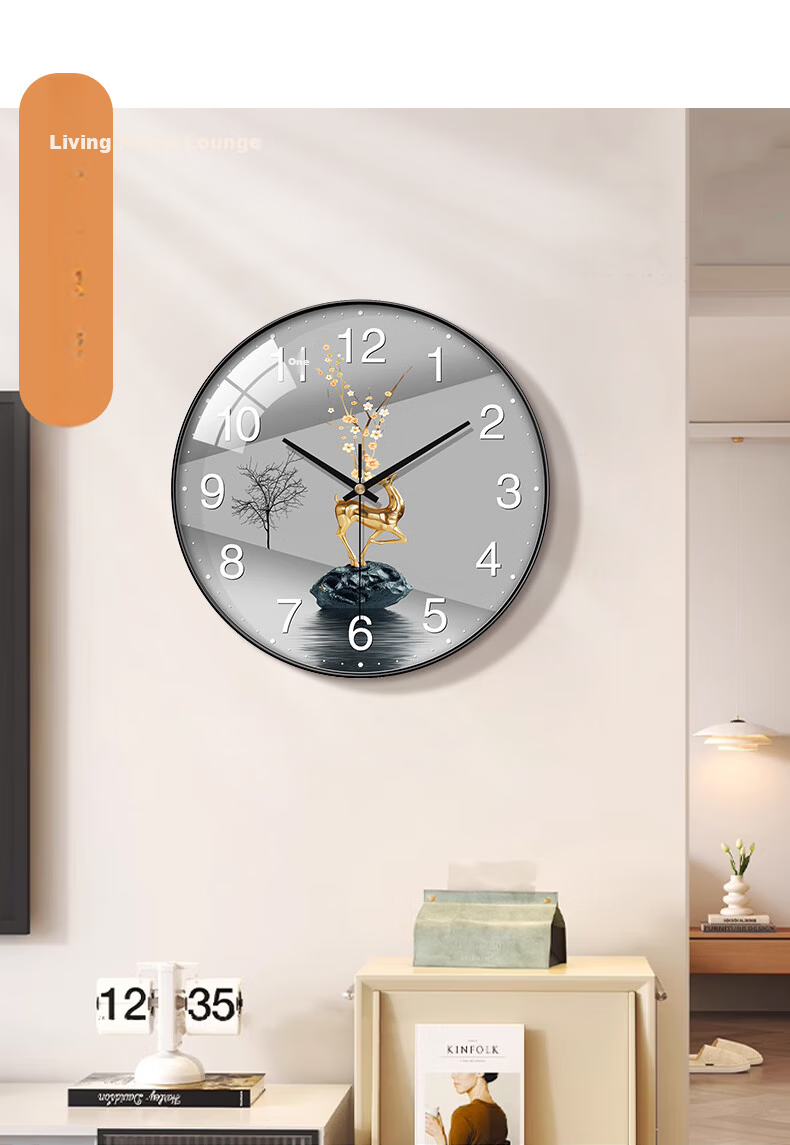 BBA Wall Clock Living Room Prosperity New Chinese Style Creative Dining Room Decorative Quartz Wall Clock 25cm 16