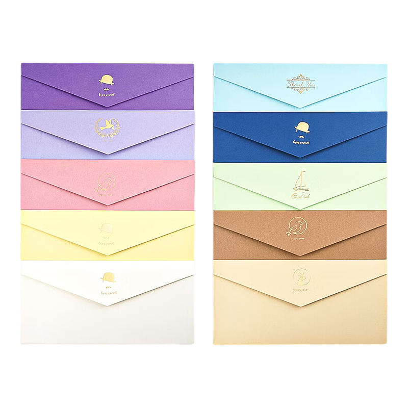 Licao 10 Simple Colorful Envelopes, Stationery, Beautiful Greeting Cards, Invitation Letters, Handwritten Birthday And New Year Gift Cards, High-End Creative Design, Set of 10 Envelopes