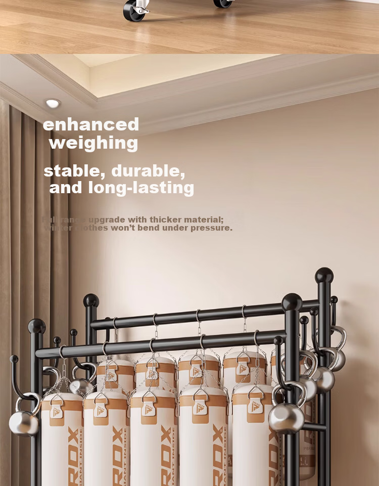 Yixuan Floor Clothes Rack Coat Hanger Bedroom Garment Rack Thickened Sturdy Drying Rack Storage Rack 13
