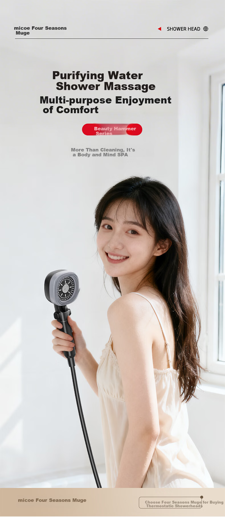 MICOE Shower Handheld High-Pressure Sprayer Multi-Function Large Panel Shower Head Bathroom HS6H 1
