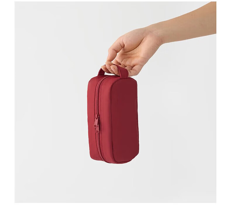 MUJI Nylon Pencil Case, Stationery Box, Simple 3D Pencil Case, Large Capacity, Red, 19×８×4.5cm 8
