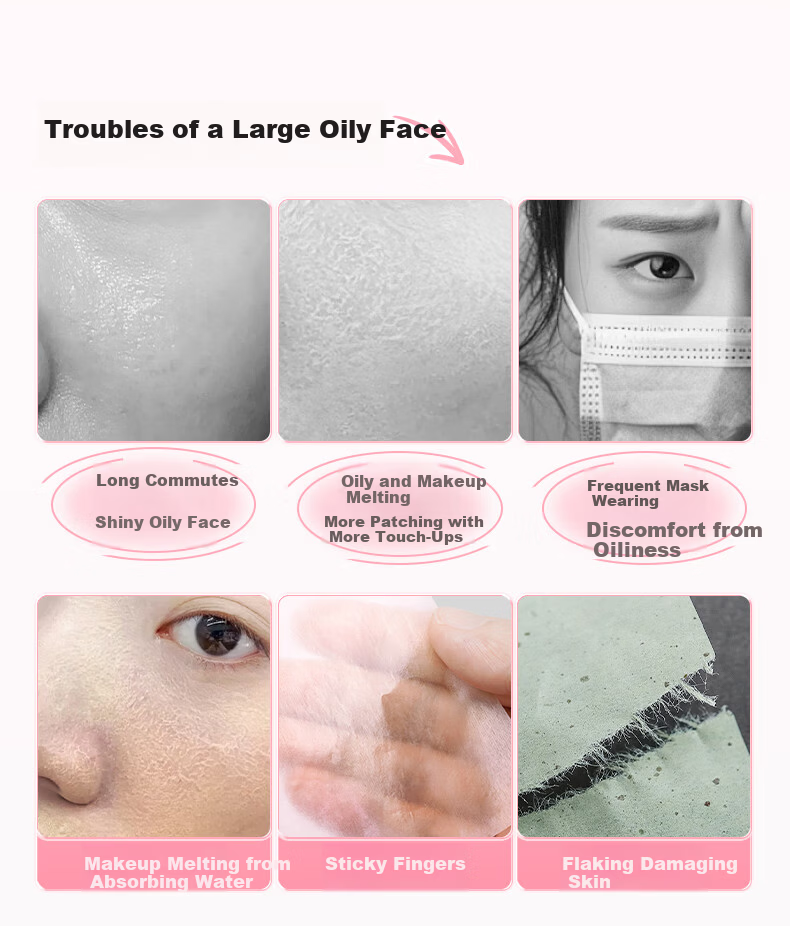 Minoo Oil Absorbing Paper for Women and Men, Facial Oil Control with Puff, Portable Oil Blotting Sheets 2