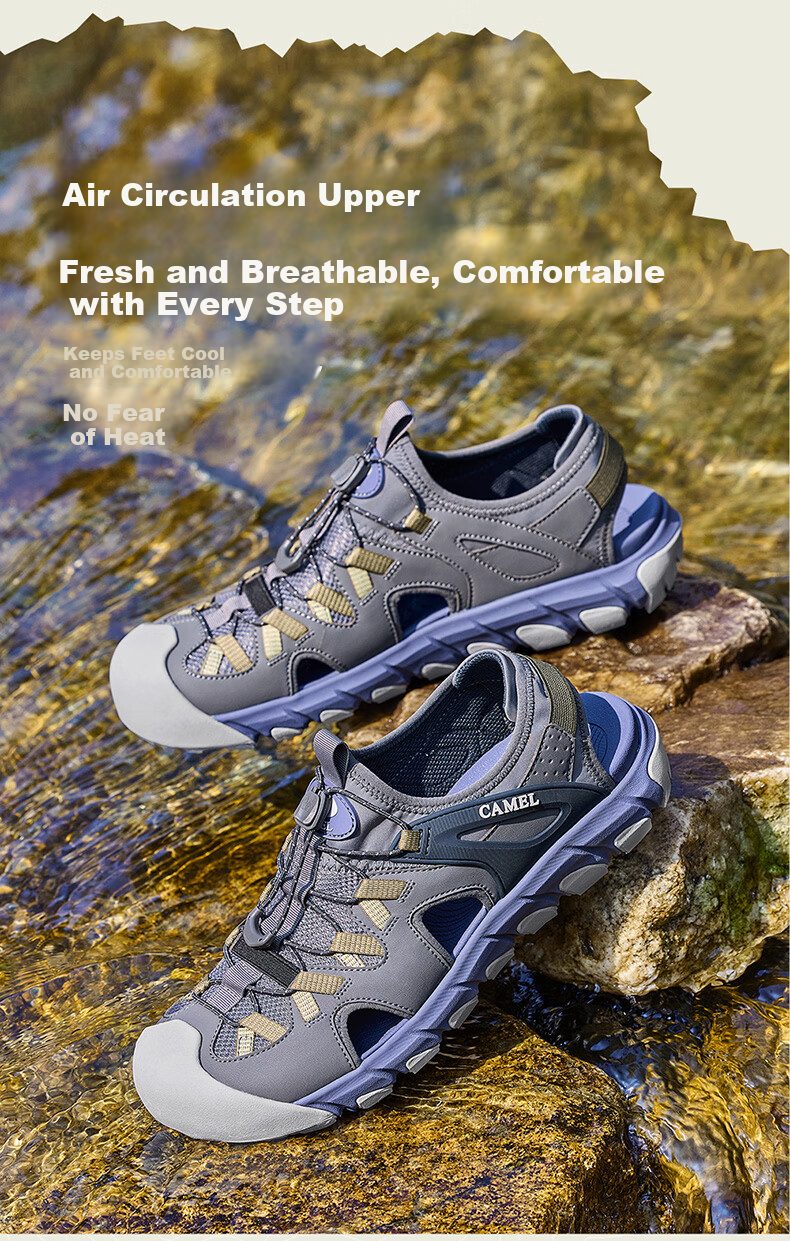 CAMEL Summer Breathable Height-Increasing Outdoor Casual Hiking Sandals G16M076035 Suede Blue 43 4