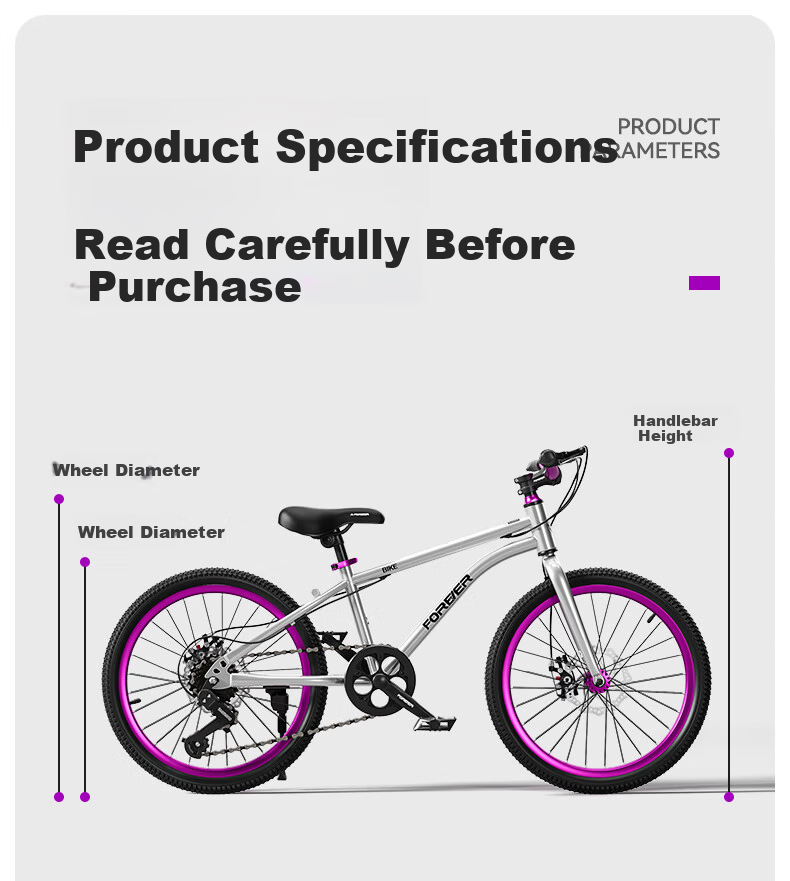 FOREVER Aluminum Alloy Children's Bicycle 6-12 Years Boys and Girls Student Bike Ultra-Light Gear Mountain Bike 20 Inch 25