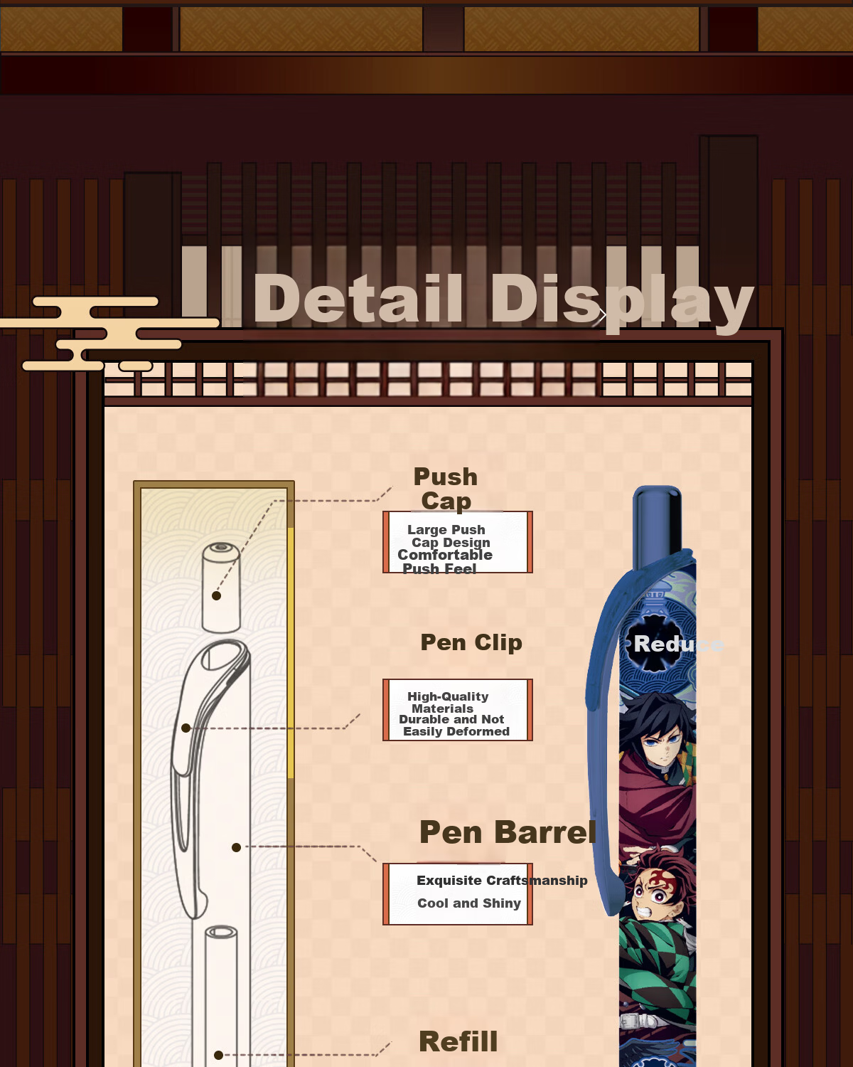 Kayou Demon Slayer Infinite Castle Dawn Edition 0.5mm Black Retractable Gel Pen Official Merchandise Stationery Student Children's Day Gift 10