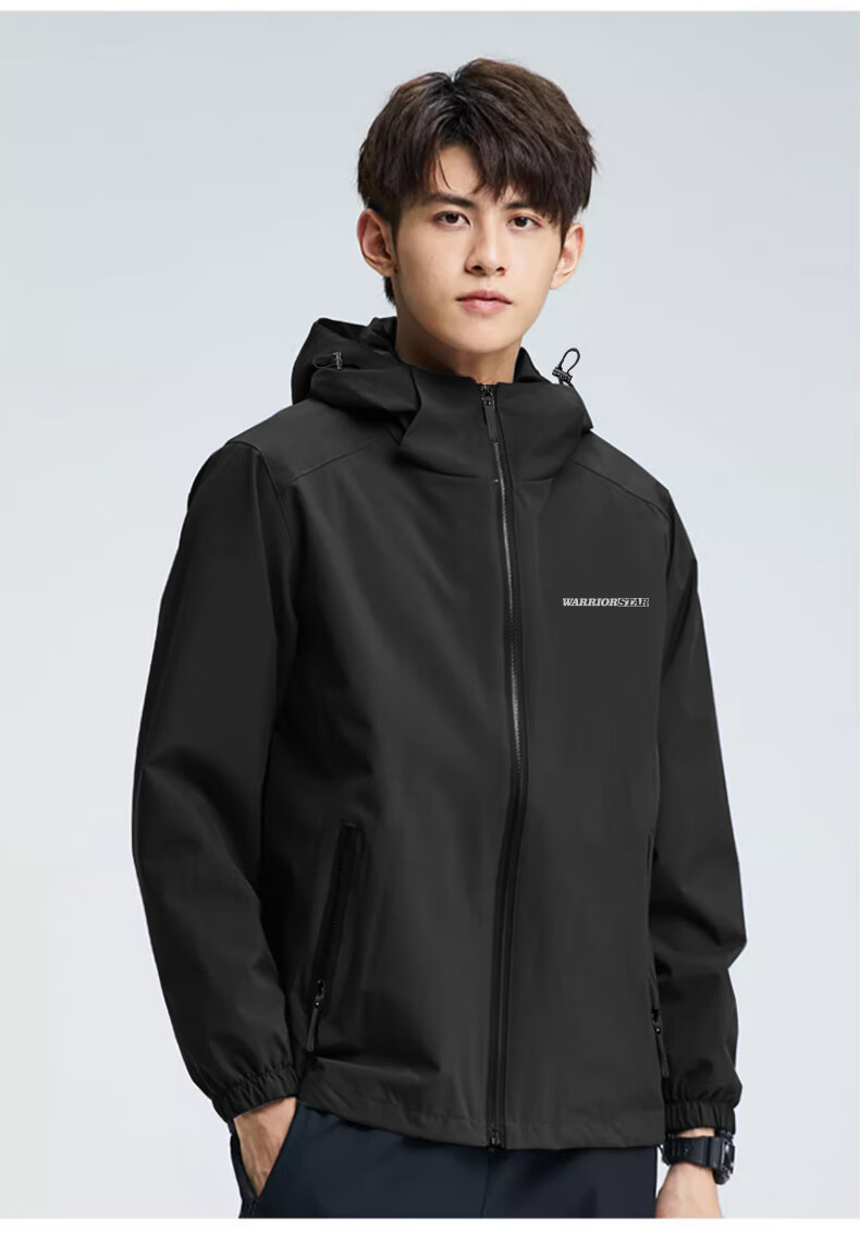 Warrior Men's Hooded Printed Jacket Autumn Fashion Casual Versatile Men's Outerwear 5
