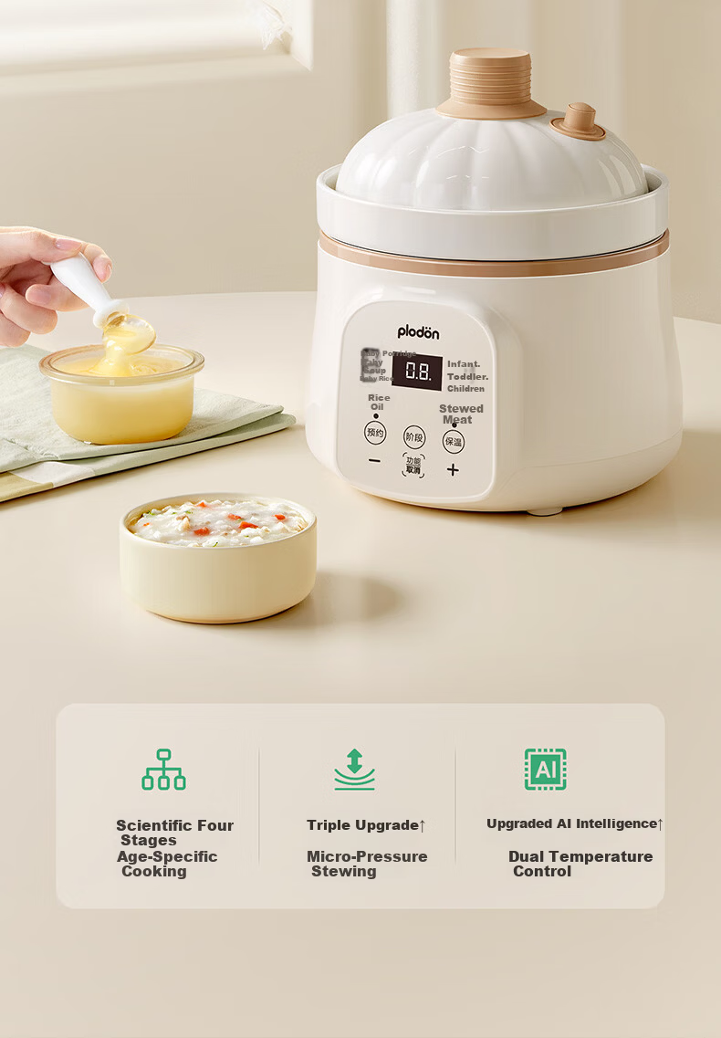 PLODON Infant Special Complementary Food Cooker, Steam on Top and Cook Below, Age-Specific Baby Micro-Pressure Electric Stew Pot, BB Soup Cooker, Porridge and Rice Cooker 6