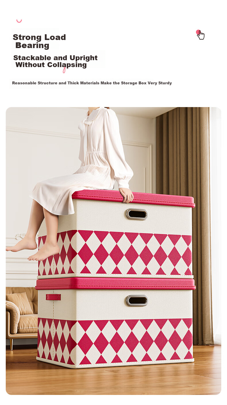 Natural House Large Foldable Clothes Storage Box for Home, Pink, Large Capacity 5
