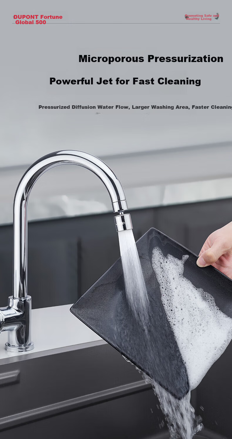 DU PONT Upgraded Dense Foaming Faucet Extender 360° Rotatable Kitchen Faucet Splash-Proof Nozzle D-Q013S 3