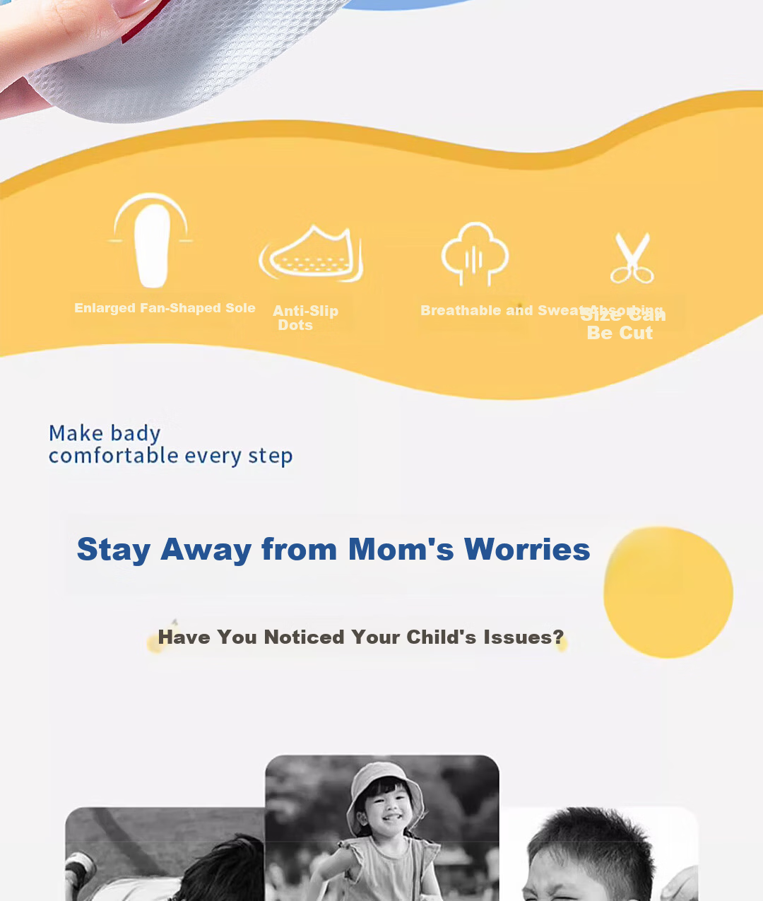 Warrior 2-Pack Kids' Insoles Cuttable Massage Shock Absorption Comfortable Sweat-Absorbing Breathable Size 31-35 Model 0003 4