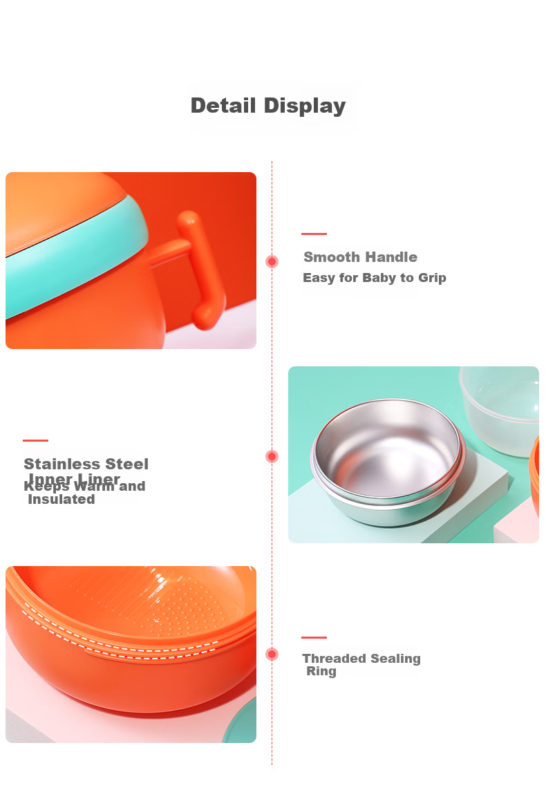 Dora Bela Water-Free Insulated Bowl Baby Feeding Bowl Stainless Steel Temperature-Controlled Bowl Anti-Drop Toddler Kindergarten Tableware 2011 15