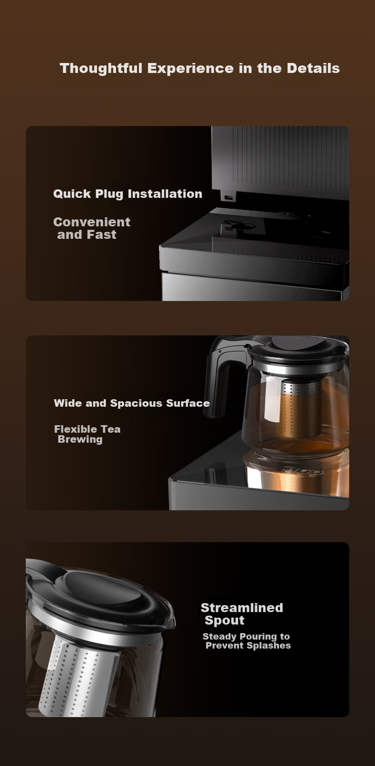 TRULIVA Tea Bar Machine Living Room Home Water Dispenser Multifunctional Hot and Cold Intelligent Tea Bar Cabinet Bottom-Load Water Bucket Fully Automatic Vertical Kettle Tea Maker National Subsidy YT 24