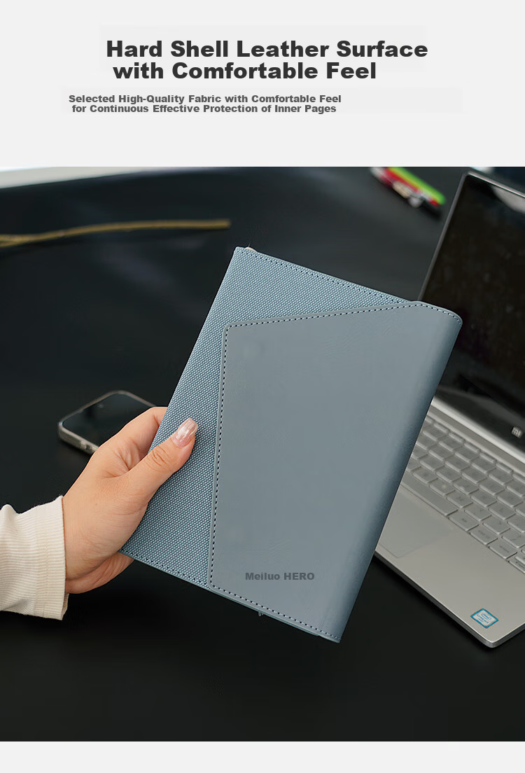 HERO A5 Business Notebook Magnetic Buckle Pen Holder Thickened Hard Cover Leather High-End Gift Meeting Office Stationery Lined Tearable Diary Journal 2